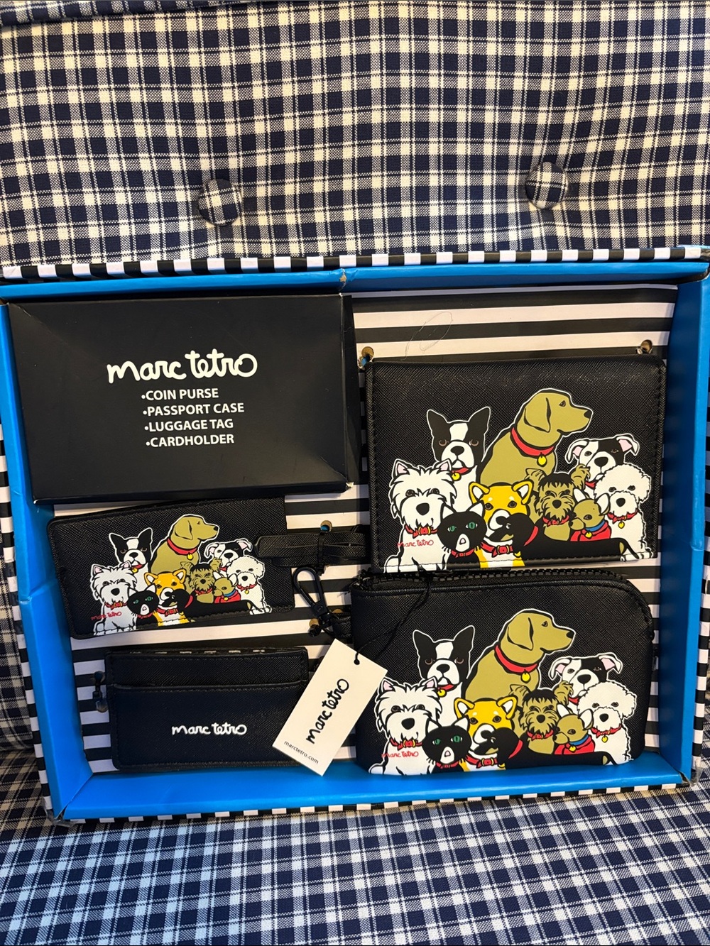 Marc Tetro Kids Black Dog Print Travel Accessory Set